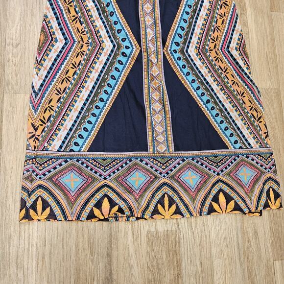 Chicos Midi Skirt Womens 3/XL Floral Geometric Artsy Boho Cottagecore Mesh - Picture 3 of 9